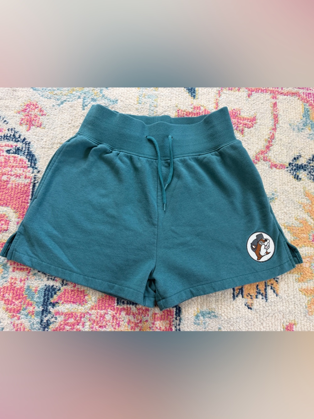 Buc-ees Teal High Waist Sweat Shorts Small